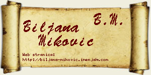 Biljana Miković vizit kartica